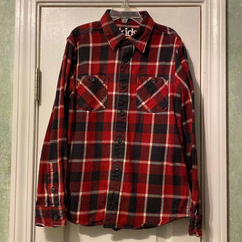 77 kids by American Eagle, 100% cotton, flannel, long sleeve shirt, size 10 (M)